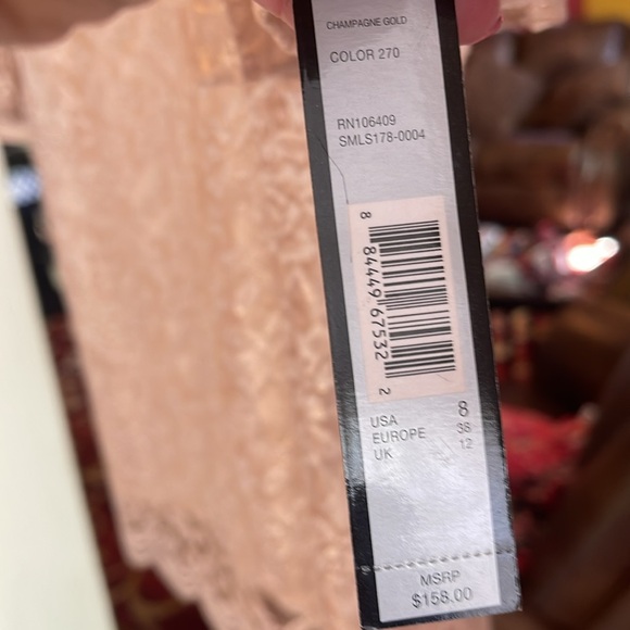 Dressy champagne gold dress with bell sleeves - Picture 6 of 6